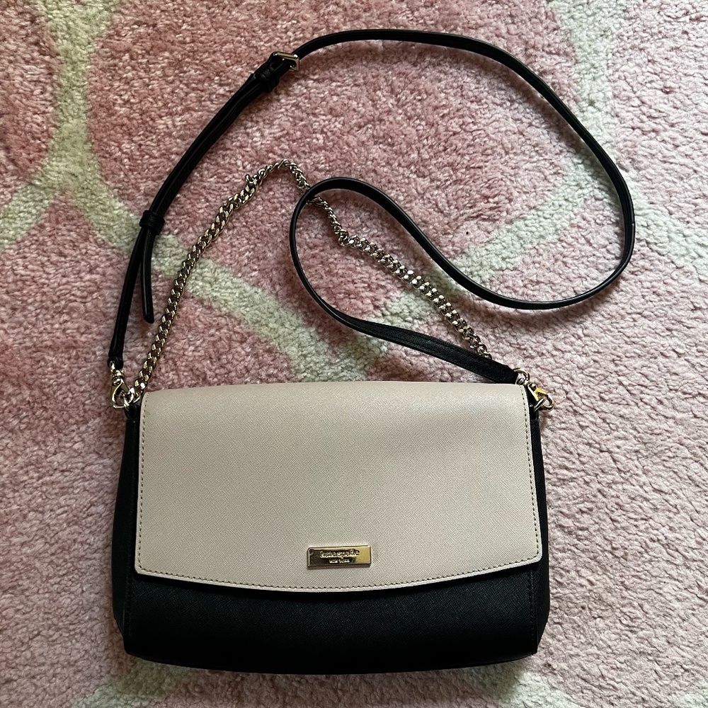 Kate Spade Madison Willow Convertible Crossbody Bag - Black and Beige